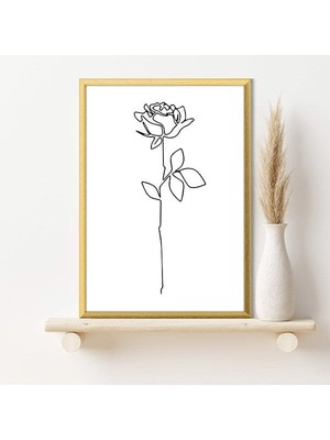Line Art Gül Çerçeve ve Poster - C1254