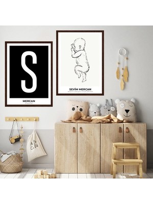 Bebek Çizim & Baş Harfi 6 Ikili Çerçeve ve Poster Seti - HA1020