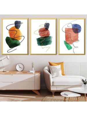 Çizgisel 4 Üçlü Çerçeve ve Poster Seti - C1041