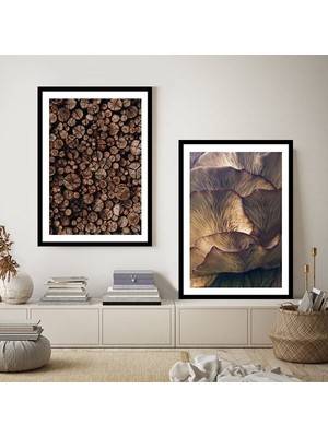 Kahverengi Doku Ikili Çerçeve ve Poster Seti - DK1002