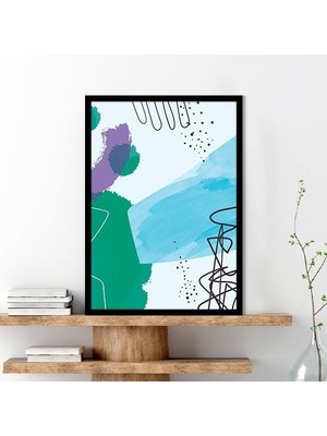 Mavi - Yeşil - Mor Geometrik Lekeler 1 Çerçeve ve Poster - C1262