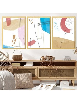 Çizgisel Lekeler 3 Üçlü Çerçeve ve Poster Seti - C1035