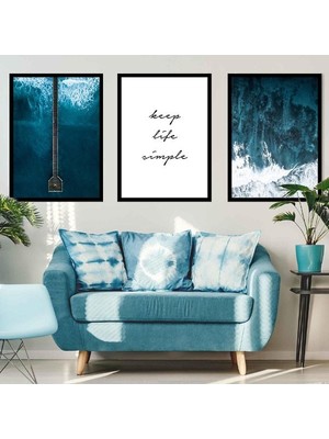 Keep, Life, Simple Üçlü Çerçeve ve Poster Seti - DO1021