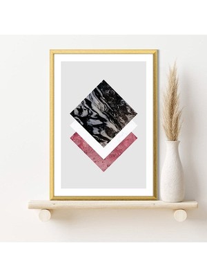 Mermer Desenli Kare 1 Çerçeve ve Poster - C1219