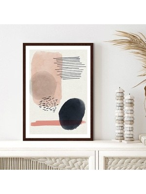 Sulu Boya Temalı Yavru Ağzı ve Bej Tonlar 3 Çerçeve ve Poster - C1215