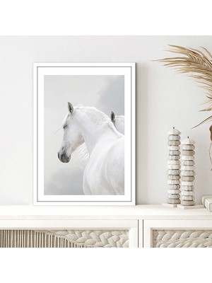 Beyaz At 3 Çerçeve ve Poster - H1070