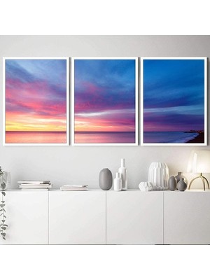 Gün Batımı Üçlü Çerçeve ve Poster Seti - DO1015
