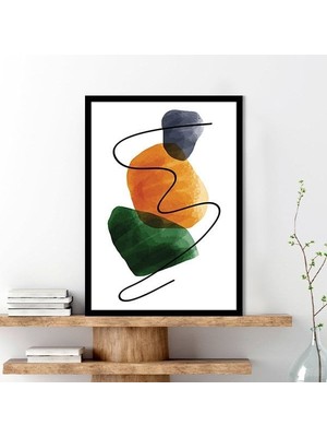 Yeşil & Turuncu Geometrik Lekeler 1 Çerçeve ve Poster - C1068