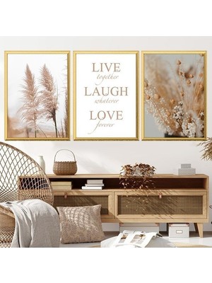 Live & Laugh & Love Üçlü Çerçeve ve Poster Seti -  B1015