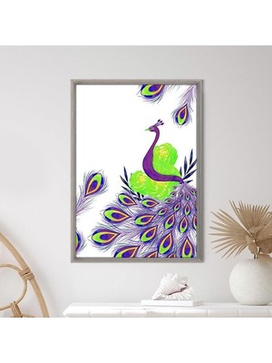 Mor & Yeşil Tavus Kuşu 5 Çerçeve ve Poster - H1045