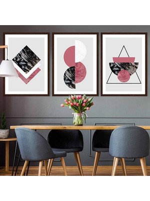 Geometrik Çizgiler 2 Üçlü Çerçeve ve Poster Seti - C1007