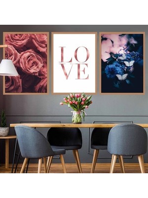 Love 1 Üçlü Çerçeve ve Poster Seti - B1017