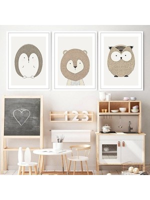 Kirpi, Aslan ve Baykuş 1 Üçlü Çerçeve ve Poster Seti - HA1028