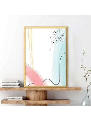 Sulu Boya Temalı Pembe - Yeşil Tonlar 2 Çerçeve ve Poster - C1266