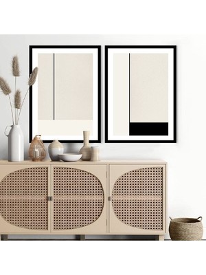 Çizgisel Lekeler 2 Ikili Çerçeve ve Poster Seti - C1012