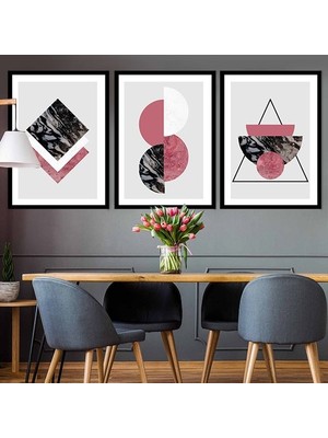 Geometrik Çizgiler 2 Üçlü Çerçeve ve Poster Seti - C1007