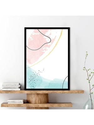 Sulu Boya Temalı Pembe - Yeşil Tonlar 3 Çerçeve ve Poster - C1267