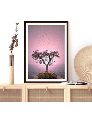 Pembe Gökyüzü ve  Ağaç 2 Çerçeve ve Poster - DO1095