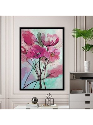 Pembe Suluboya Çiçek 3 Çerçeve ve Poster - B1174