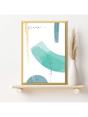 Sulu Boya Temalı Turuncu ve Yeşil Tonlar 5 Çerçeve ve Poster - C1269