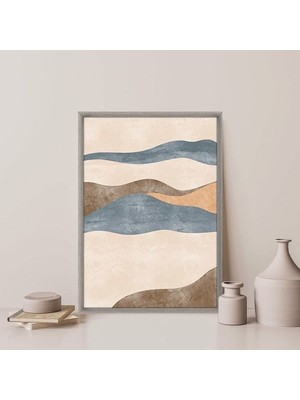 Krem - Lacivert Dağlar 1 Çerçeve ve Poster  - IL1052