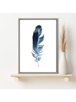 Lacivert Kuş Tüyü 4 Çerçeve ve Poster - IL1130