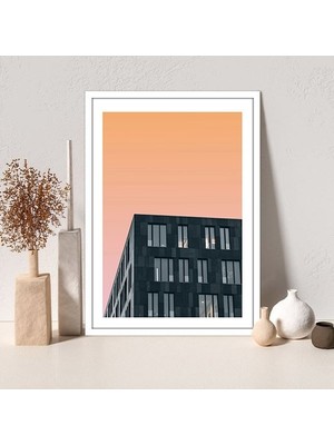 Antrasit Bina ve Turuncu Gökyüzü Çerçeve ve Poster -  M1041