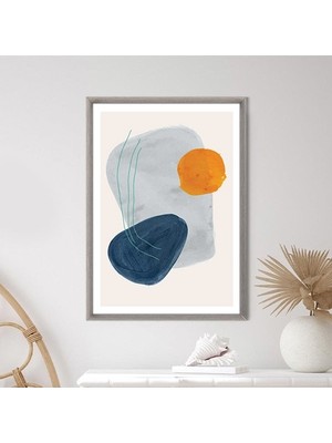 Mavi - Turuncu Geometrik Desenler 1 Çerçeve ve Poster - SO1069