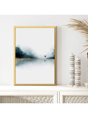 Gold Detaylı Petrol Yeşili Manzara 1 Çerçeve ve Poster - G1019