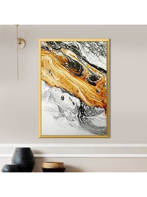 Turuncu - Gri Soyut 3 Çerçeve ve Poster - SO1092