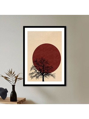 Kızıl Güneş ve Ağaç 3 Çerçeve ve Poster  - IL1048