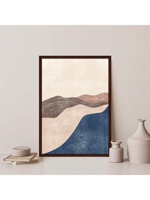 Krem - Lacivert Dağlar 3 Çerçeve ve Poster  - IL1054