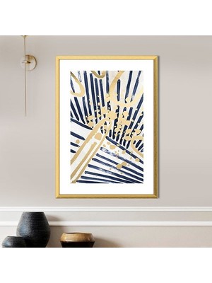 Mavi - Gold Geometrik Desenler 5 Çerçeve ve Poster - SO1117