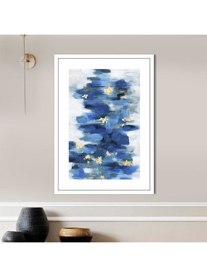 Mavi - Gold Geometrik Desenler 6 Çerçeve ve Poster - SO1118