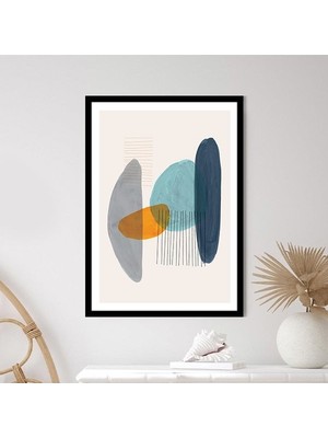 Mavi - Turuncu Geometrik Desenler 2 Çerçeve ve Poster - SO1070