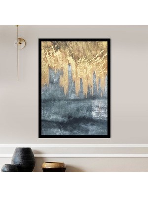 Gold - Gri Akışkan 1 Çerçeve ve Poster - SO1039