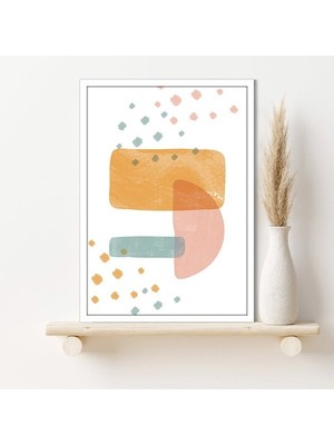 Turuncu - Pembe - Yeşil Soyut Desenler 3 Çerçeve ve Poster - SO1137