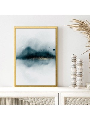 Gold Detaylı Petrol Yeşili Manzara 2 Çerçeve ve Poster - G1027