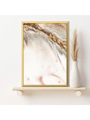 Gold Detaylı Soyut 6 Çerçeve ve Poster - SO1098