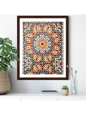 Turuncu - Yeşil Mozaik Tavan 1 Çerçeve ve Poster -  M1055