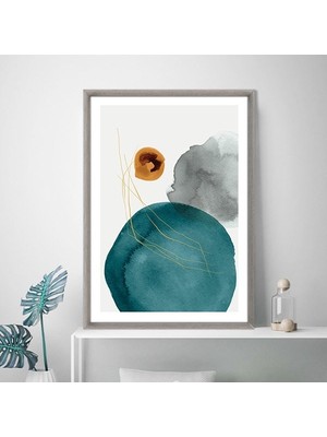 Petrol Yeşili - Turuncu Yuvarlaklar 2 Çerçeve ve Poster - SO1124