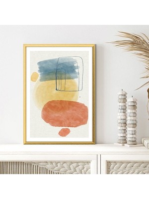 Turuncu - Sarı  - Mavi Geometrik Desenler 1 Çerçeve ve Poster - SO1076