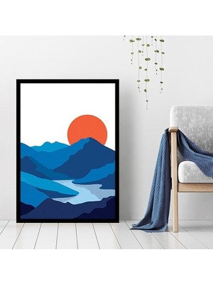 Mavi Dağlar ve Güneş 1 Çerçeve ve Poster  - IL1036