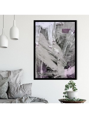 Gri - Mor Yağlı Boya Dokulu 1 Çerçeve ve Poster - SO1102