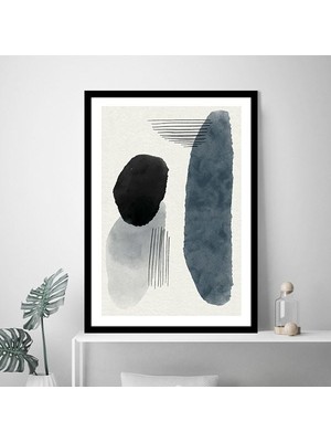 Siyah - Gri Geometrik Desenler 3 Çerçeve ve Poster - SO1081