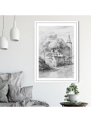 Karakalem Nehir 3 Çerçeve ve Poster - SNT1030