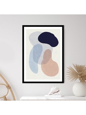 Mavi - Bej Geometrik Desenler 1 Çerçeve ve Poster - SO1073