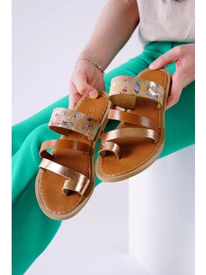 Kazax Minne Taba Şeritli Cilt Terlik