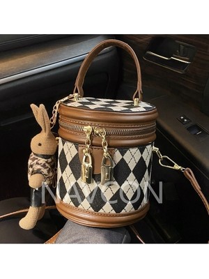 Kadınlar Için Popüler Küçük Bahar Moda Niş Crossbody Doku Eşkenar Dörtgen Taşınabilir Kova Çantası (Yurt Dışından)