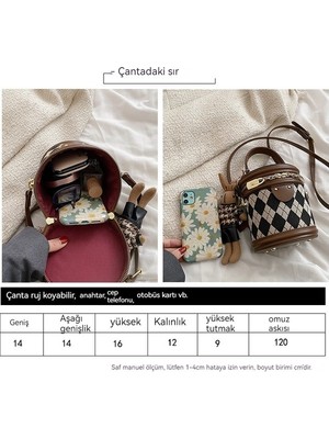 Kadınlar Için Popüler Küçük Bahar Moda Niş Crossbody Doku Eşkenar Dörtgen Taşınabilir Kova Çantası (Yurt Dışından)